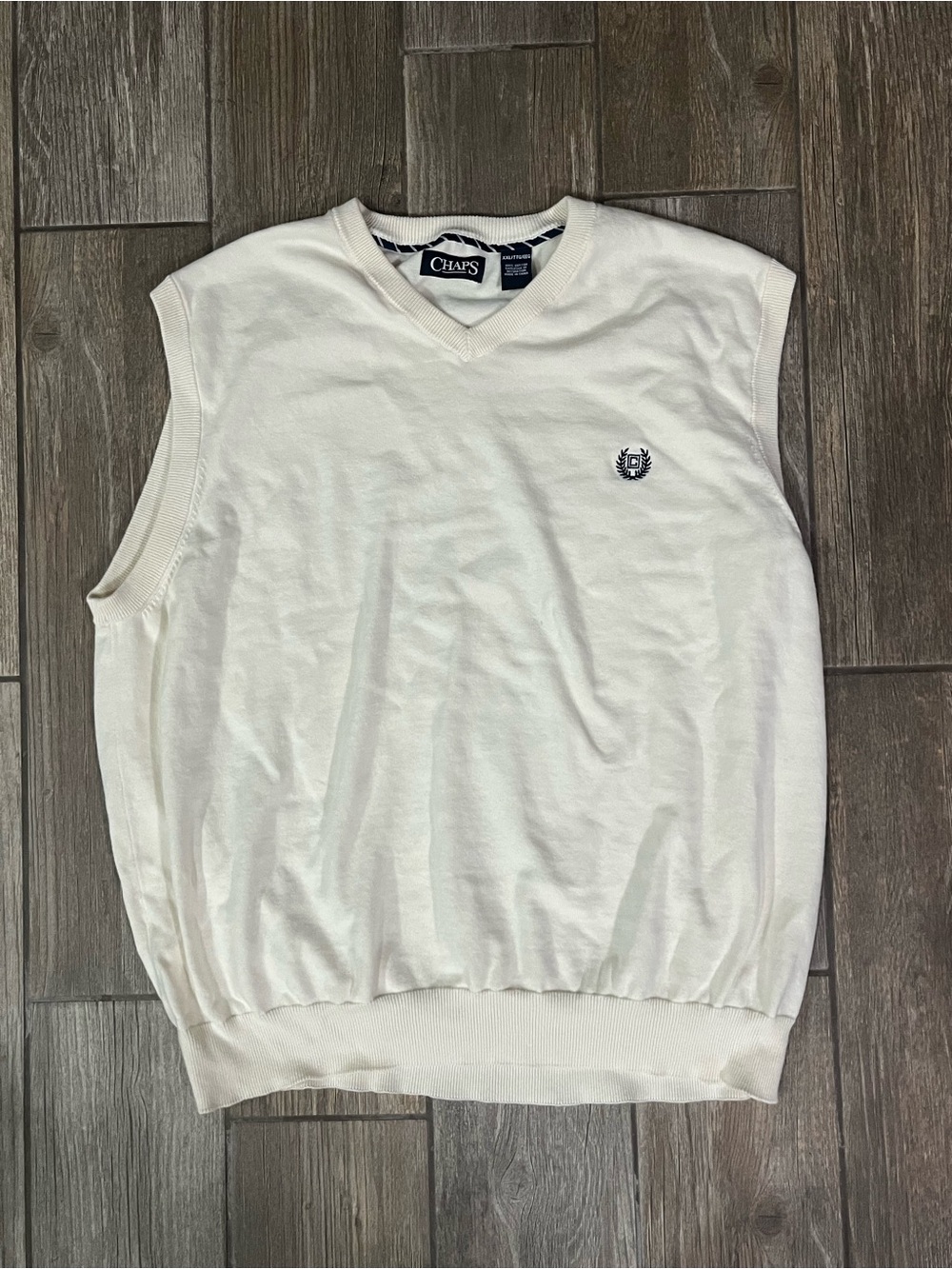Chaps Cream Cotton V-Neck Sweater Vest Men’s XXL